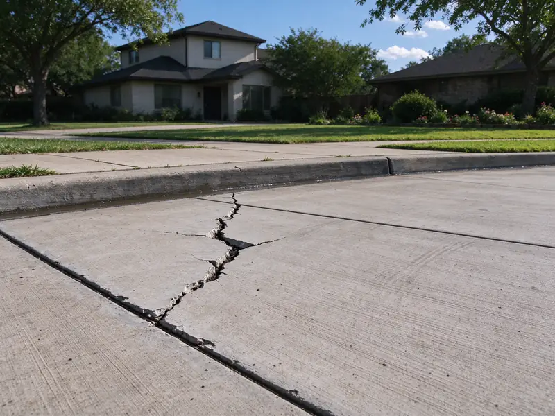 Cracked driveway apron panel where it meets the street gutter