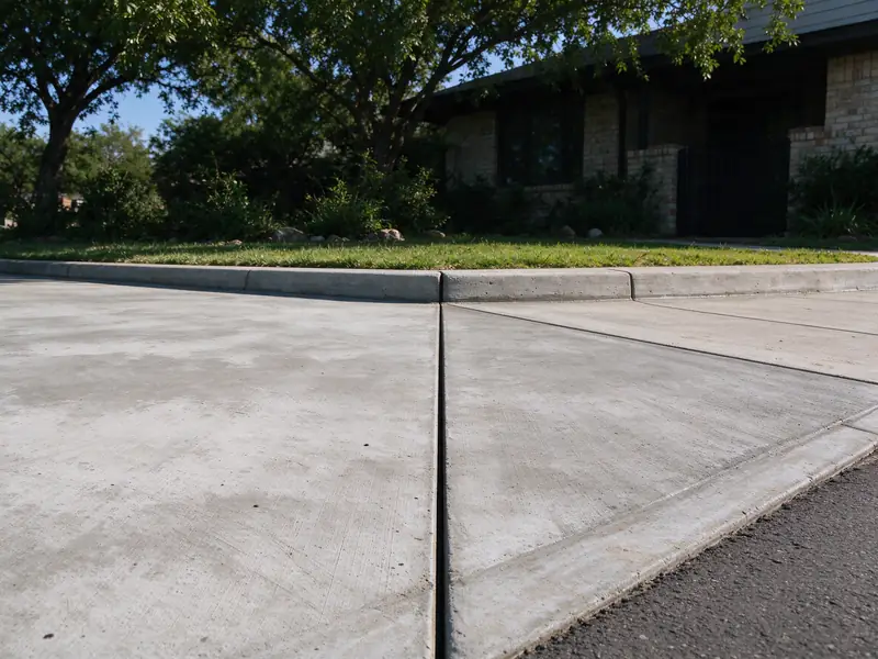 Driveway apron panel meeting the curb with clean joints