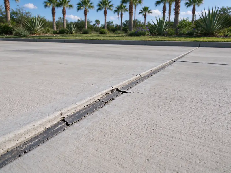 Old joint filler cracked and pulling away along a driveway joint