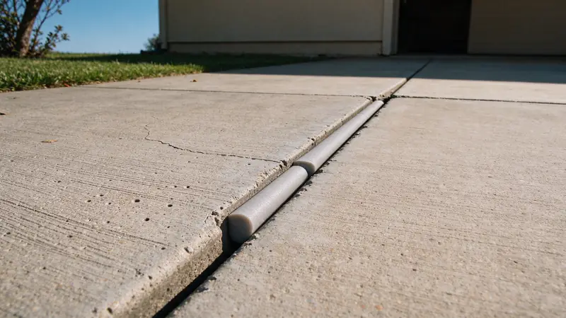 Backer rod being set into an open driveway joint