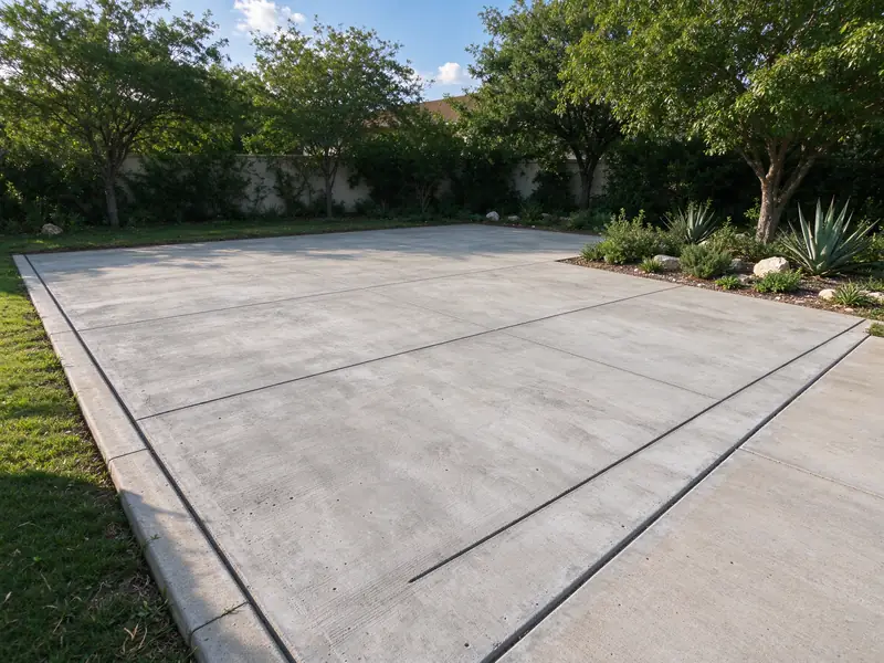 Long concrete RV pad with saw-cut joints